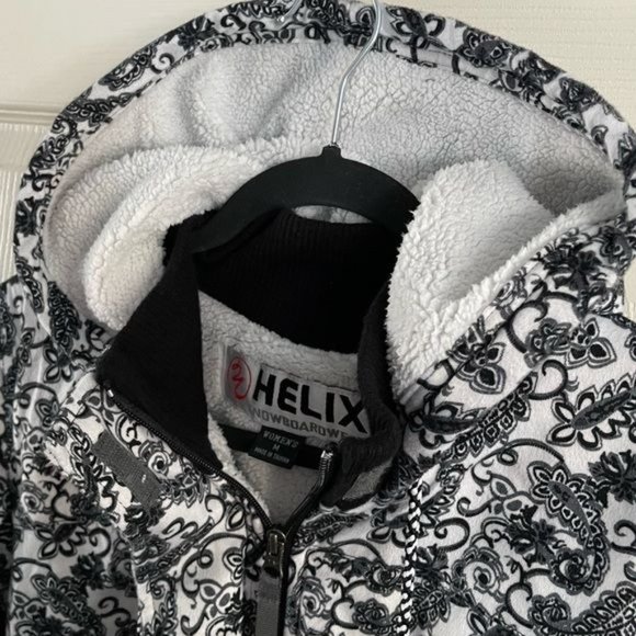 Helix Snowboardwear Medium Black & White Paisley Coat Zip Jacket - Picture 8 of 16